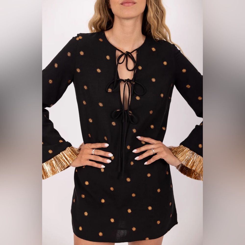 NWT Danae Black and Gold Dress - Picture 3 of 9
